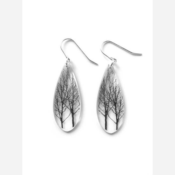 Drip Tree Earrings – Handmade Resin & Acrylic with Sterling Silver Hooks - Picture 1 of 5